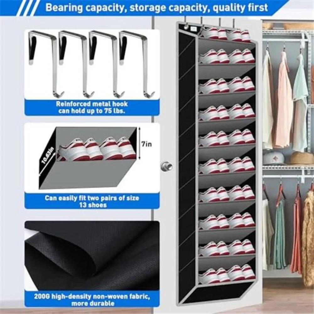 Over Door Shoe Organizer 10 Tier Shoe Rack Heavy Duty Shoe Storage Door Hanging